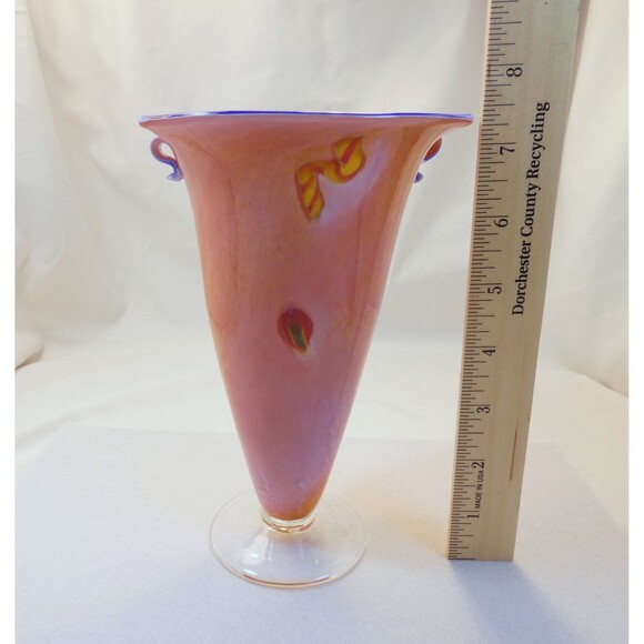 Handblown Studio Glass Art Vase, Multicolored, Signed, 2002 Gallery Purchased - Picture 8 of 9